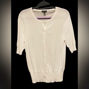 Anne Taylor White Button-Up Cardigan